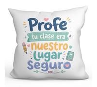 Mugffins Coussin Professeur avec Rembourrage et Phrase Profe tu clase Era nuestro lugar seguro en Espagnol | idée Cadeau Enseignant | Infantil v3