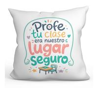 Mugffins Coussin Professeur avec Rembourrage et Phrase Profe tu clase Era nuestro lugar seguro en Espagnol | idée Cadeau Enseignant | Infantil v6