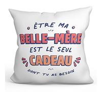 Mugffins Coussins/Oreillers avec Rembourrage pour Belle-MÈRE - 40x40 cm - en Français - Cadeau Original - Le Seul Cadeau Dont tu as Besoin