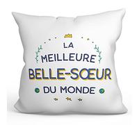 Mugffins Coussins/Oreillers avec Rembourrage pour Belle-SŒUR - 40x40 cm - en Français - Cadeau Original pour Belle-SŒUR - Le Meilleur du Monde
