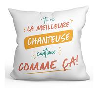 Mugffins Coussins/Oreillers avec Rembourrage pour CHANTEUSE Femme - 40x40 cm - en Français - Tu ES Le Meilleur Continue comme ça! - Cadeau Original pour CHANTEUSE