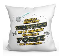 Mugffins Coussins/Oreillers avec Rembourrage pour Demi-FRÈRE - 40x40 cm - en Français - Cadeau Original pour Demi-FRÈRE - Meilleur de Galaxie Quand Force avec Moi