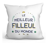 Mugffins Coussins/Oreillers avec Rembourrage pour FILLEUL - 40x40 cm - en Français - Cadeau Original pour FILLEUL - Le Meilleur du Monde