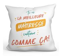 Mugffins Coussins/Oreillers avec Rembourrage pour MAÎTRESSE Femme - 40x40 cm - en Français - Tu ES Le Meilleur Continue comme ça! - Cadeau Original pour MAÎTRESSE