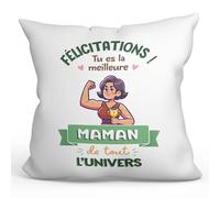 Mugffins Coussins/Oreillers avec Rembourrage pour MÈRE/Maman 2-40x40 cm - en Français - Cadeau Original - Meilleur Univers Trophée