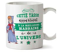 Mugffins Marraine Mug/Tasse - La Meilleure Marraine de l'univers - Tasse Originale/Cadeau Anniversaire/Fête des Pâques/Future Marrain. Céramique 350 ML