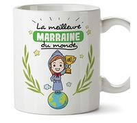 Mugffins Marraine Mug/Tasse - La Meilleure Marraine du Monde - Tasse Originale/Cadeau Anniversaire/Fête des Pâques/Future Marrain. Céramique 350 ML