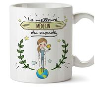 Mugffins Médecin Tasses Originales de café et Petit-déjeuner à Donner Travailleurs Professionnels - La Meilleure Médecin du Monde - Céramique 350 ML