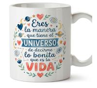 Mugffins mug amour avec texte Eres la manera que tiene el universo de decirme lo bonita que es la vida en Espagnol | cadeu Saint Valentin, anniversaire, mug couple, cadeau amoureux | enamorados v4
