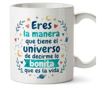 Mugffins mug amour avec texte Eres la manera que tiene el universo de decirme lo bonita que es la vida en Espagnol | cadeu Saint Valentin, anniversaire, mug couple, cadeau amoureux | enamorados v5