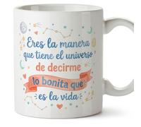 Mugffins mug amour avec texte Eres la manera que tiene el universo de decirme lo bonita que es la vida en Espagnol | cadeu Saint Valentin, anniversaire, mug couple, cadeau amoureux | enamorados v3