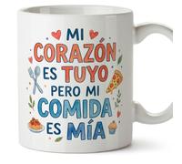 Mugffins mug amour avec texte Mi corazón es tuyo pero mi comida es mía en Espagnol | cadeu Saint Valentin, anniversaire, mug couple, cadeau amoureux | enamorados v3