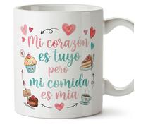 Mugffins mug amour avec texte Mi corazón es tuyo pero mi comida es mía en Espagnol | cadeu Saint Valentin, anniversaire, mug couple, cadeau amoureux | enamorados v2