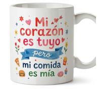 Mugffins mug amour avec texte Mi corazón es tuyo pero mi comida es mía en Espagnol | cadeu Saint Valentin, anniversaire, mug couple, cadeau amoureux | enamorados v4