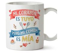 Mugffins mug amour avec texte Mi corazón es tuyo pero mi comida es mía en Espagnol | cadeu Saint Valentin, anniversaire, mug couple, cadeau amoureux | enamorados v1