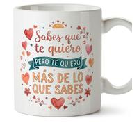 Mugffins mug amour avec texte Sabes que te quiero pero te quiero más de lo que sabes en Espagnol | cadeu Saint Valentin, anniversaire, mug couple, cadeau amoureux | enamorados v2