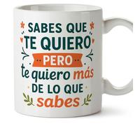 Mugffins mug amour avec texte Sabes que te quiero pero te quiero más de lo que sabes en Espagnol | cadeu Saint Valentin, anniversaire, mug couple, cadeau amoureux | pareja-2 v2