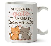 Mugffins mug amour avec texte Si fuera un gato te amaría en todas mis vidas en Espagnol | cadeu Saint Valentin, anniversaire, mug couple, cadeau amoureux | pareja-2 v1