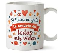 Mugffins mug amour avec texte Si fuera un gato te amaría en todas mis vidas en Espagnol | cadeu Saint Valentin, anniversaire, mug couple, cadeau amoureux | enamorados v3