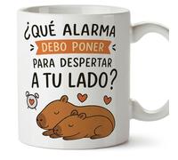 Mugffins mug amour Mug ¿Qué alarma debo poner para despertar a tu lado? en français | cadeau original anniversaire, capybara, couple, amoureux, Saint Valentin | capylove v2