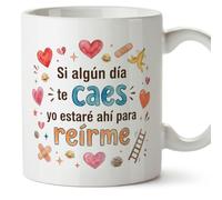 Mugffins Mug amoureux avec texte Si algún día te caes yo estaré ahí para reirme en Espagnol | Cadeau amour et amitié | 330 Ml 11 oz | Compatible micro-ondes et lave-vaisselle | enamorados v5