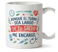 Mugffins mug avec texte Aunque el turno sea largo de tu salud me encargo en Espagnol pour soignants 330 ml/11 oz | Cadeau original infirmier | sanitarios v2