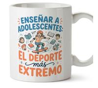 Mugffins mug avec texte Enseñar a adolescentes: el deporte más extremo en Espagnol pour enseignant drôle | cadeau école | céramique 330 Ml/11 oz | Profesorado v1