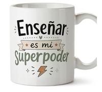 Mugffins mug avec texte Enseñar es mi superpoder en Espagnol pour enseignant drôle | cadeau école | céramique 330 Ml/11 oz | Enseñanza v2