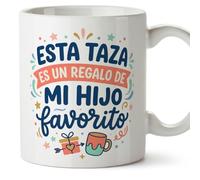 Mugffins mug avec texte Esta taza es un regalo de mi hijo favorito en Espagnol | cadeau pour maman et papa | tasse drôle parents | 330 Ml 11 oz | papi mami v8