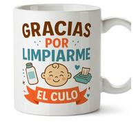 Mugffins mug avec texte Gracias por limpiarme en Espagnol | cadeau pour maman et papa | tasse drôle parents | 330 Ml 11 oz | Papá y mamá v1.2MA