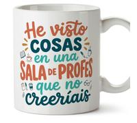 Mugffins mug avec texte He visto cosas en una sala de profes que no creeríais en Espagnol pour enseignant drôle | cadeau école | céramique 330 Ml/11 oz | Profesorado v1