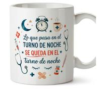 Mugffins mug avec texte Lo que pasa en el turno de noche se queda en el turno de noche en Espagnol pour soignants 330 ml/11 oz | Cadeau original infirmier | sanitarios v4