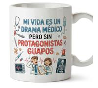 Mugffins mug avec texte Mi vida es un drama médico pero sin protagonistas guapos en Espagnol pour soignants 330 ml/11 oz | Cadeau original infirmier | sanitarios v3