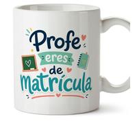 Mugffins mug avec texte Profe eres de matrícula en Espagnol pour enseignant drôle | cadeau école | céramique 330 Ml/11 oz | Infantil v1