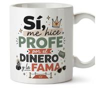 Mugffins mug avec texte Sí, me hice profe por el dinero y la fama en Espagnol pour enseignant drôle | cadeau école | céramique 330 Ml/11 oz | Enseñanza v3