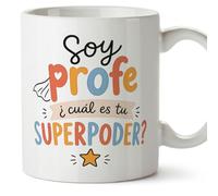 Mugffins mug avec texte Soy profe ¿cuál es tu superpoder? en Espagnol pour enseignant drôle | cadeau école | céramique 330 Ml/11 oz | Enseñanza v4