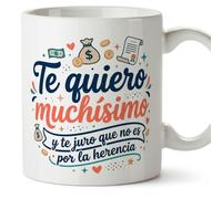Mugffins mug avec texte Te juro que no es por la herencia en Espagnol | cadeau pour maman et papa | tasse drôle parents | 330 Ml 11 oz | progenitores v2