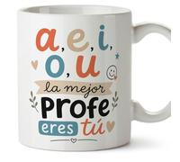 Mugffins mug cadeau enseignant drôle avec texte a,e,i,o,u la mejor profe eres tú en Espagnol | céramique 330 ml 11 oz | Enseñanza v3