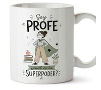 Mugffins mug cadeau enseignant drôle avec texte Soy profe ¿cuál es tu superpoder? en Espagnol | céramique 330 ml 11 oz | Enseñanza v2