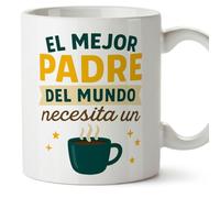 Mugffins mug cadeau papa | tasse avec message El mejor padre del mundo necesita un café en Espagnol 330 Ml/11 oz | Papá y mamá v1.3MA