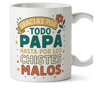 Mugffins mug cadeau papa | tasse avec message Gracias por todo papá hasta por los chistes malos en Espagnol 330 Ml/11 oz | Papá y mamá v1.3MA
