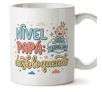 Mugffins mug cadeau papa | tasse avec message Nivel papá: desbloqueado en Espagnol 330 Ml/11 oz | papi mami v6