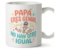 Mugffins mug cadeau papa | tasse avec message Papá eres genial Como tú no hay otro igual en Espagnol 330 Ml/11 oz | papi mami v2
