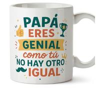 Mugffins mug cadeau papa | tasse avec message Papá eres genial Como tú no hay otro igual en Espagnol 330 Ml/11 oz | Papá y mamá v1.2MA