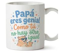 Mugffins mug cadeau papa | tasse avec message Papá eres genial Como tú no hay otro igual en Espagnol 330 Ml/11 oz | papi mami v4