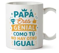 Mugffins mug cadeau papa | tasse avec message Papá eres genial Como tú no hay otro igual en Espagnol 330 Ml/11 oz | pa y ma v3