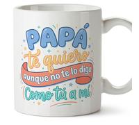 Mugffins mug cadeau papa | tasse avec message Papá te quiero aunque no te lo diga (Como tú a mí) en Espagnol 330 Ml/11 oz | papi mami v3