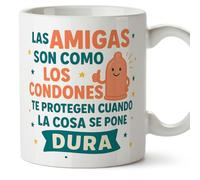 Mugffins mug drôle amitié avec texte Las amigas son como los te protegen cuando la cosa se pone dura en Espagnol 330 ml/11 oz | Cadeau original copine | BFF v1