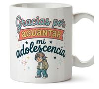 Mugffins Mug drôle maman avec texte Gracias por aguantar mi adolescencia en Espagnol | idée cadeau original petit-déjeuner café 330 Ml 11 oz | papi mami v3