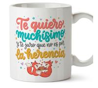 Mugffins Mug drôle pour papa avec la phrase Papá Te quiero muchísimo y te juro que no es por la herencia en Espagnol | Idée cadeau fête des pères | 330 Ml | papi mami v1